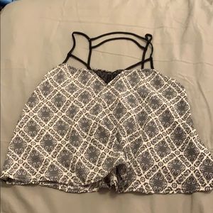 Vintage Havana B/W patterned strappy lace cami top